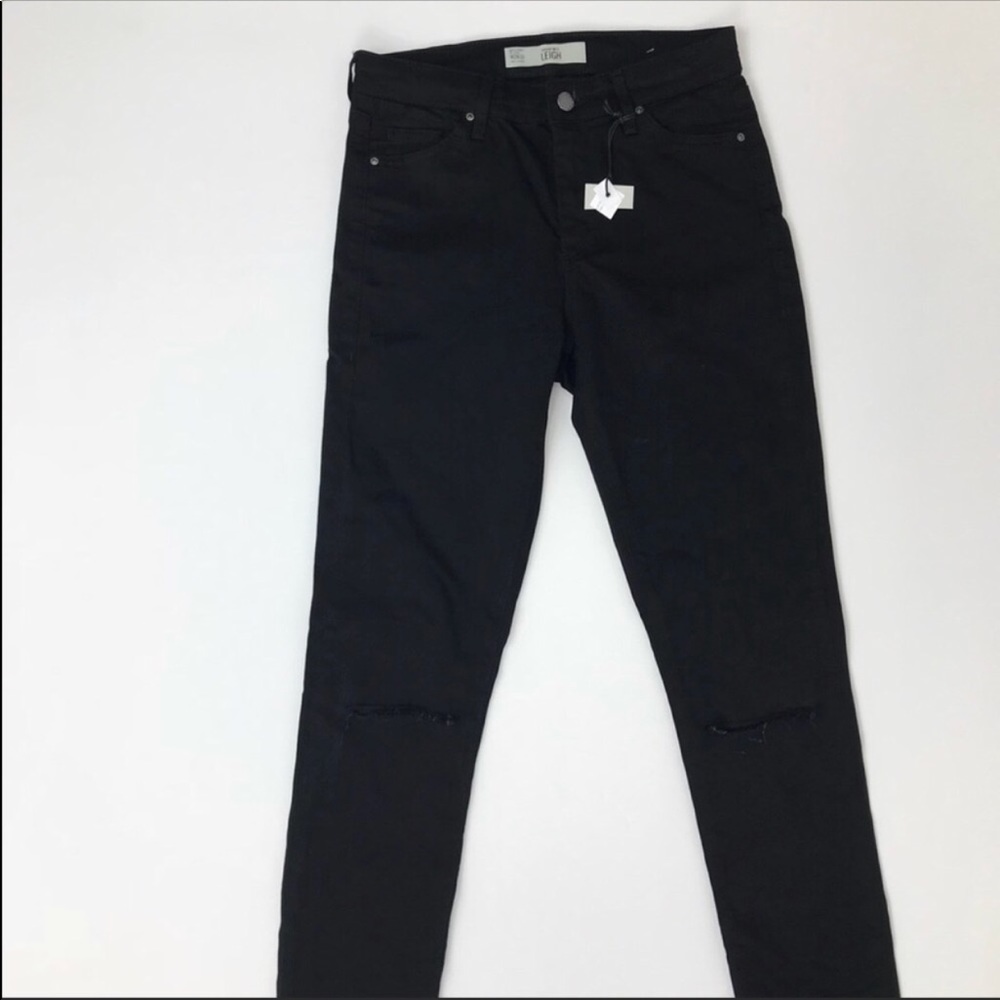 NWT Topshop Moto Black Ripped Knee Skinny Jeans - Picture 2 of 6